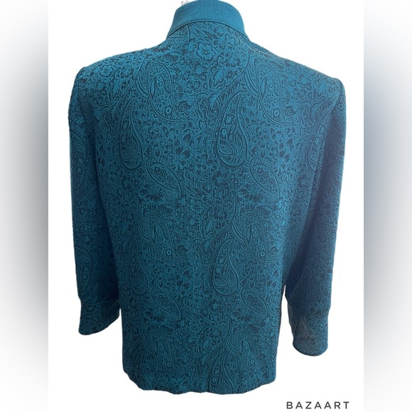 🔥🔥K Studio Women’s Blazer Green/black Paisley Design Size 12 - Picture 2 of 3